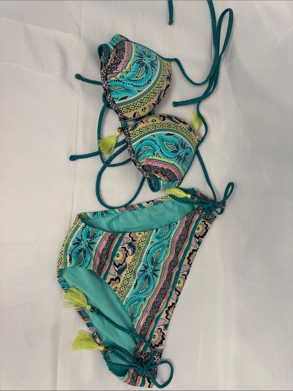 Women’s Shade & Shore Teal Paisley Two-Piece Swimsuit
